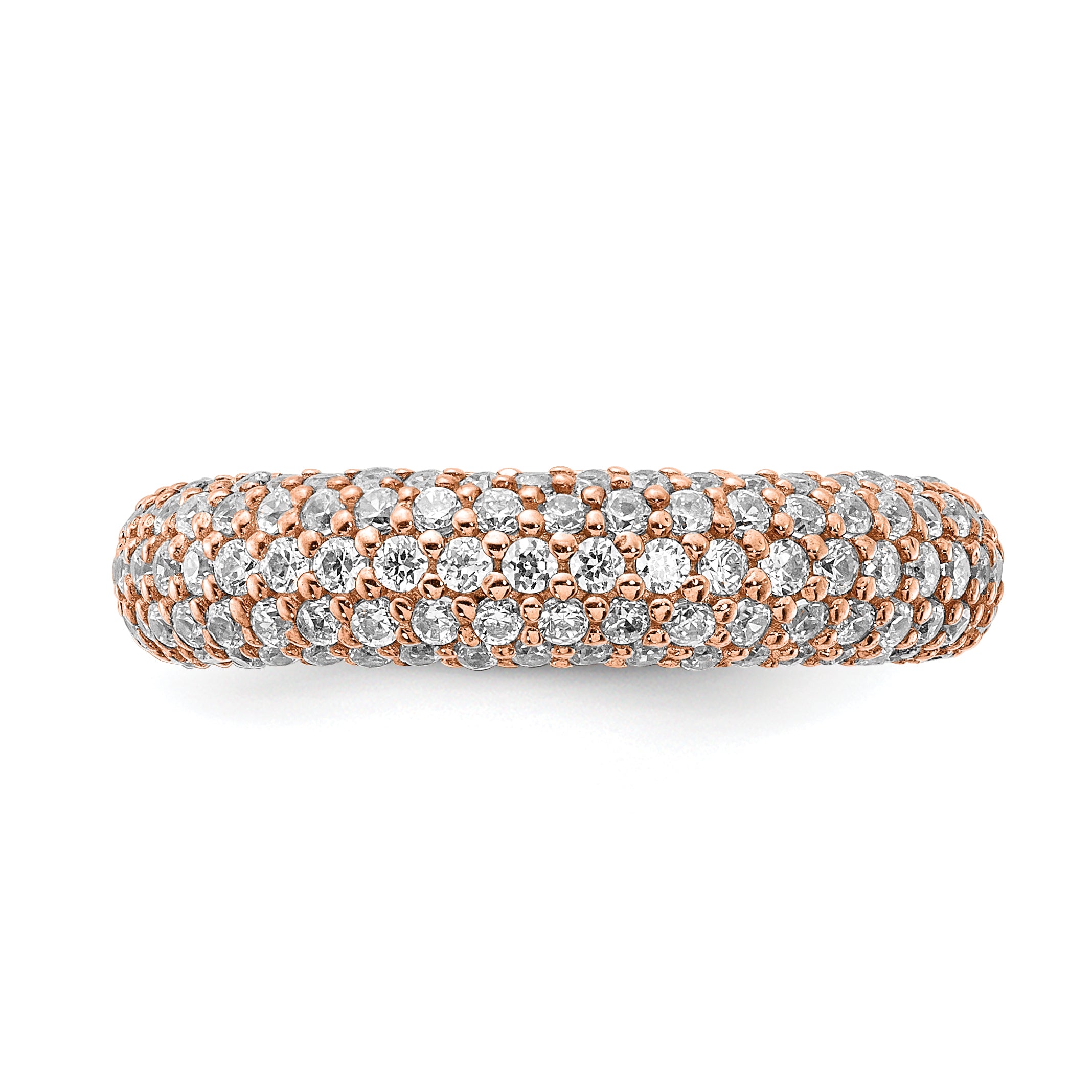 Sterling Silver Pav‚ Rose Gold-plated 113 Stone CZ Ring - 6