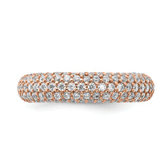 Sterling Silver Pav‚ Rose Gold-plated 113 Stone CZ Ring - 6