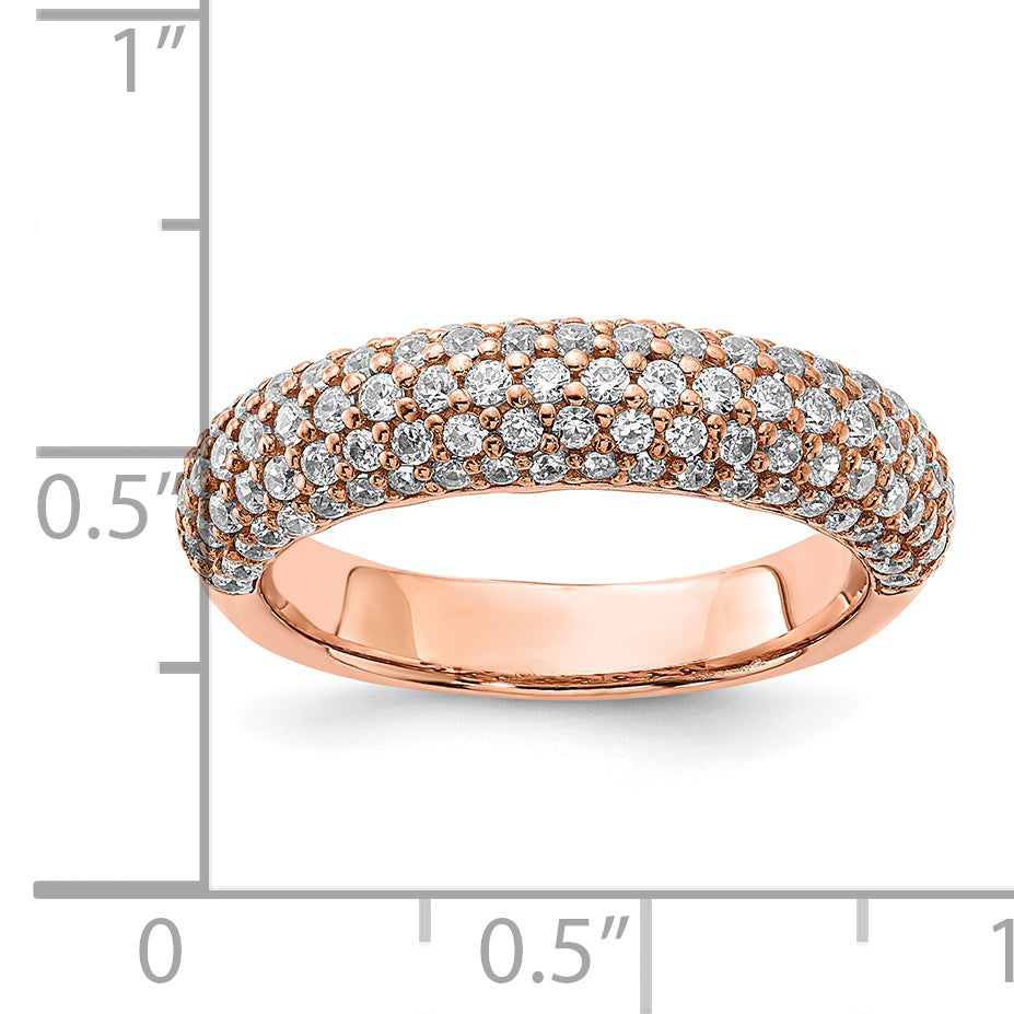 Sterling Silver Pav‚ Rose Gold-plated 113 Stone CZ Ring - 6