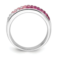 Sterling Silver Stellux Crystal Pink & White Ombre Band Ring - 7
