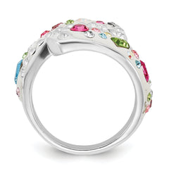Sterling Silver Stellux Multi-Color Crystal White Ring - 7