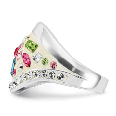 Sterling Silver Stellux Multi-Color Crystal White Ring - 8