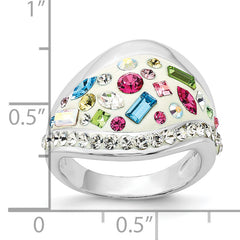 Sterling Silver Stellux Multi-Color Crystal White Ring - 8