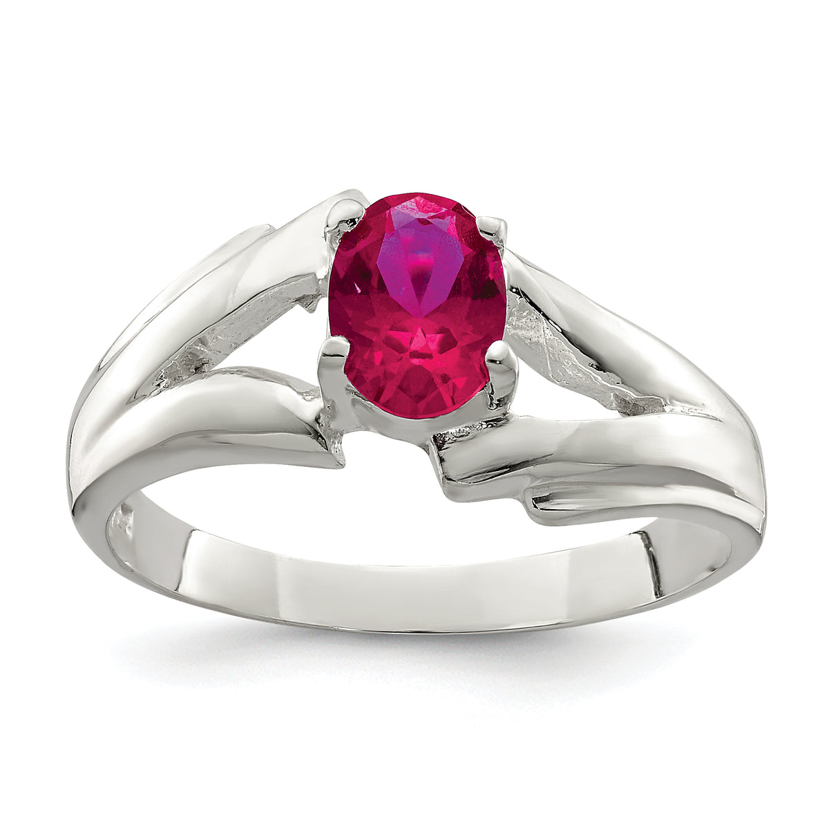 Sterling Silver Red Oval CZ Ring