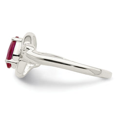 Sterling Silver Red Oval CZ Ring