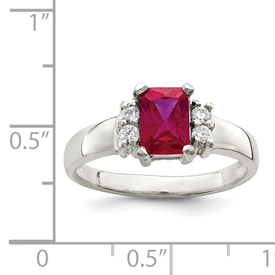 Sterling Silver Red & White CZ Ring