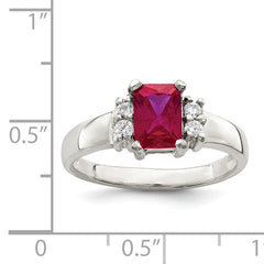 Sterling Silver Red & White CZ Ring