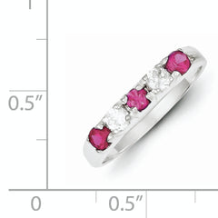 Sterling Silver Red & White CZ Ring