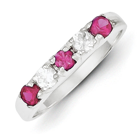 Sterling Silver Red & White CZ Ring