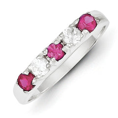Sterling Silver Red & White CZ Ring