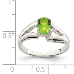 Sterling Silver Lime Green Oval CZ Ring