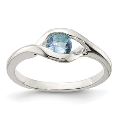 Sterling Silver Blue Glass Ring