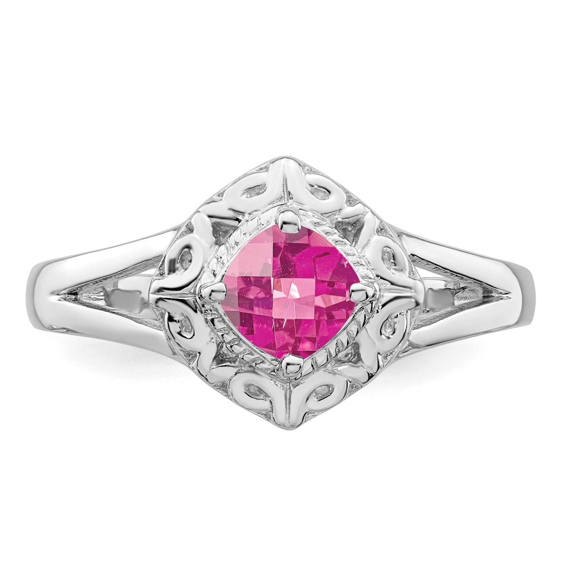 Sterling Silver Rhodium-plated Pink Tourmaline Ring