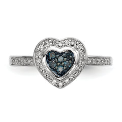 Sterling Silver Blue Diamond Small Heart Ring