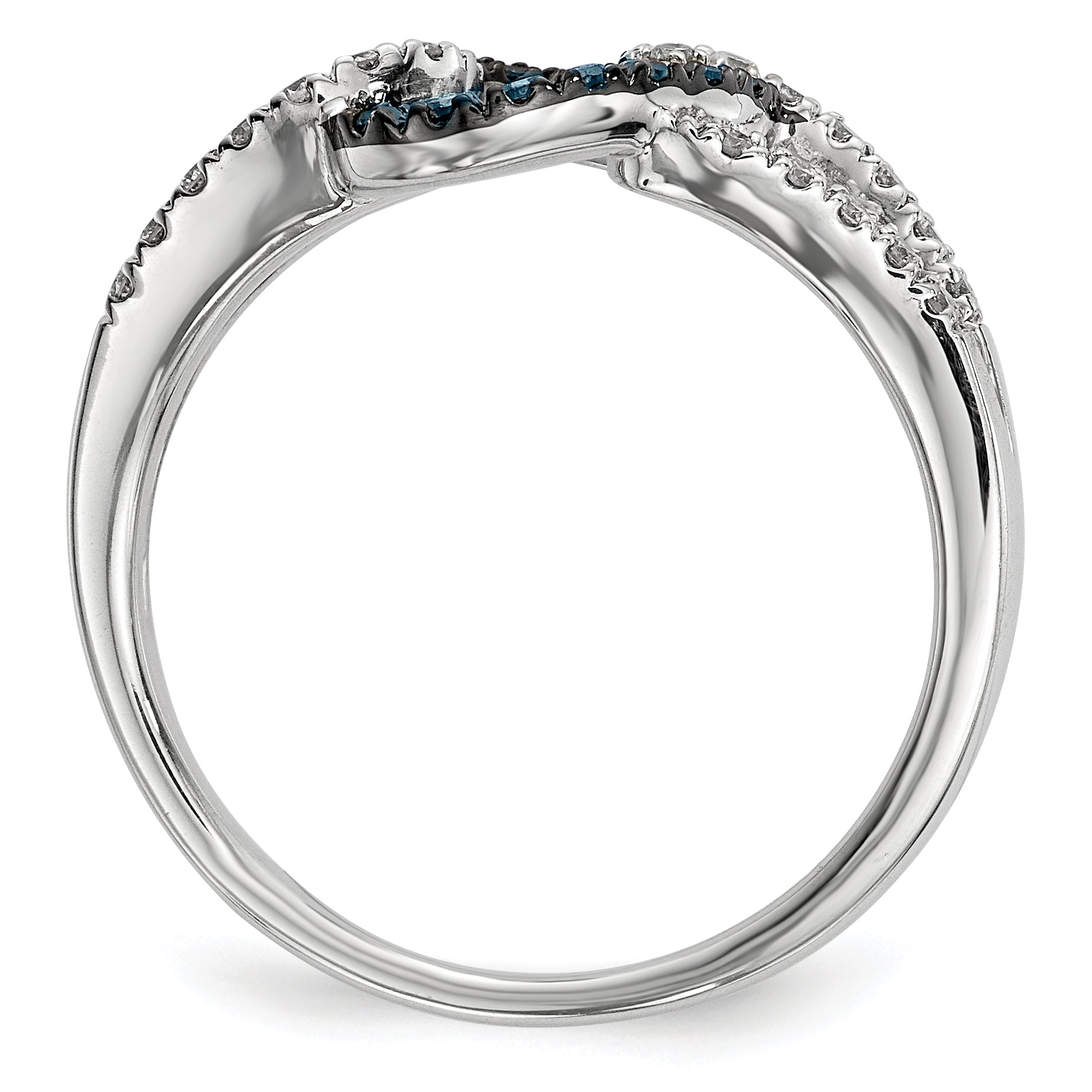 Sterling Silver White & Blue Diamond Ring