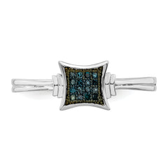 White Night Sterling Silver Rhodium-plated White Blue Diamonds Square Ring