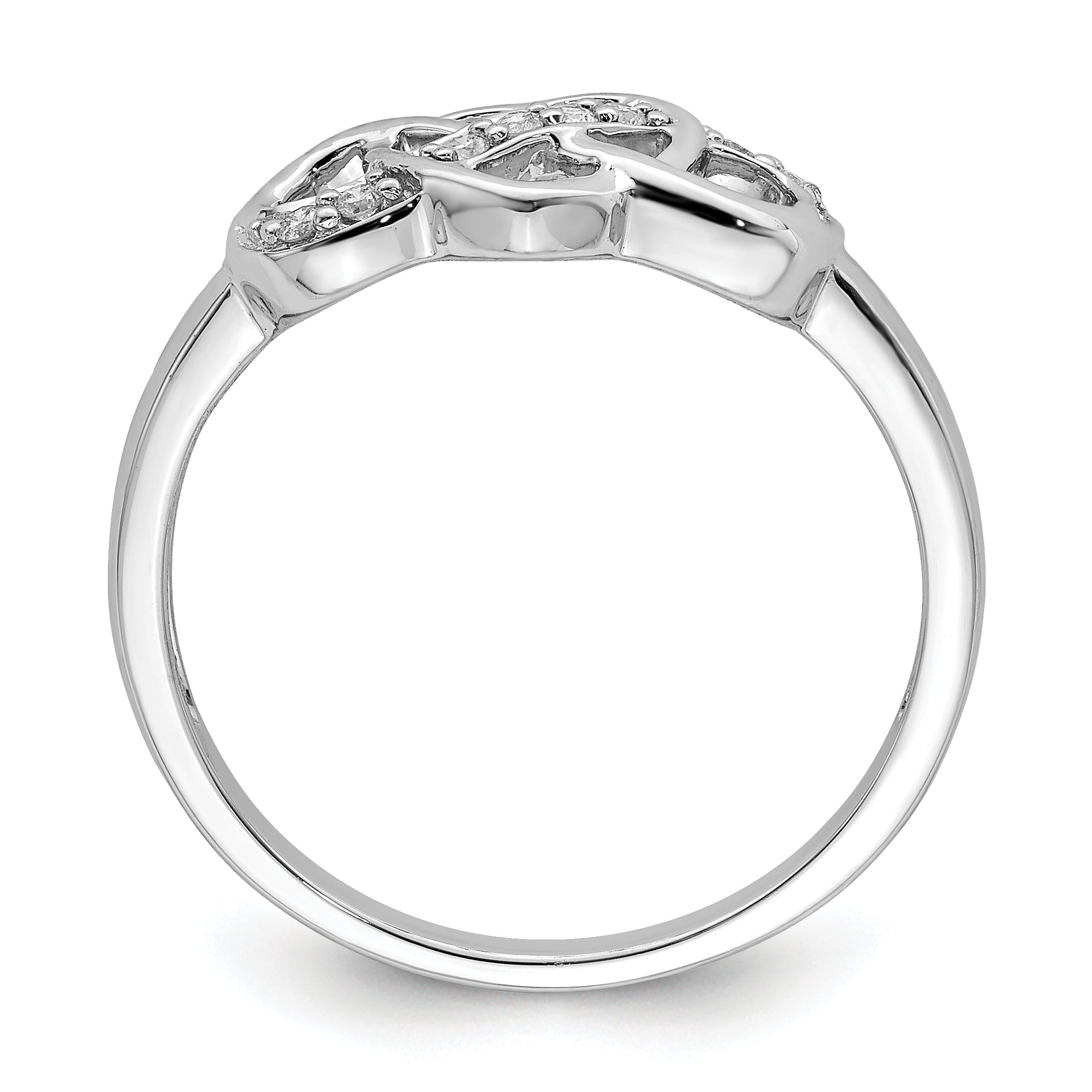 Sterling Silver Rhodium Plated Diamond Heart Ring - 6