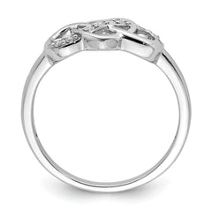 Sterling Silver Rhodium Plated Diamond Heart Ring - 6