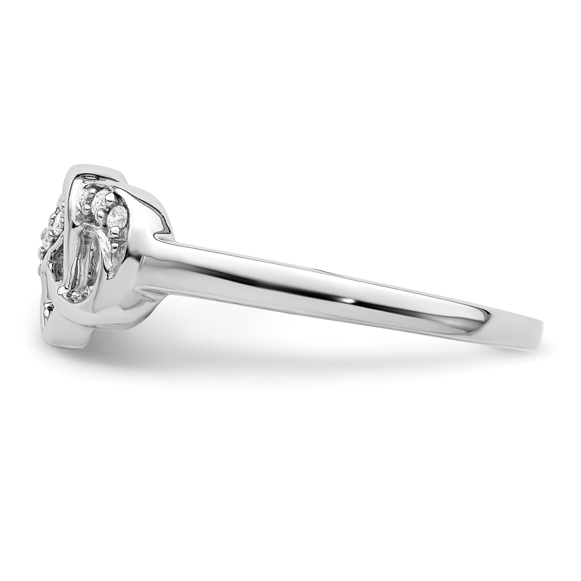 Sterling Silver Rhodium Plated Diamond Heart Ring - 6