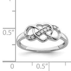 Sterling Silver Rhodium Plated Diamond Heart Ring - 6