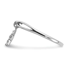 Sterling Silver Rhodium Plated Diamond Star Dangle Ring - 6