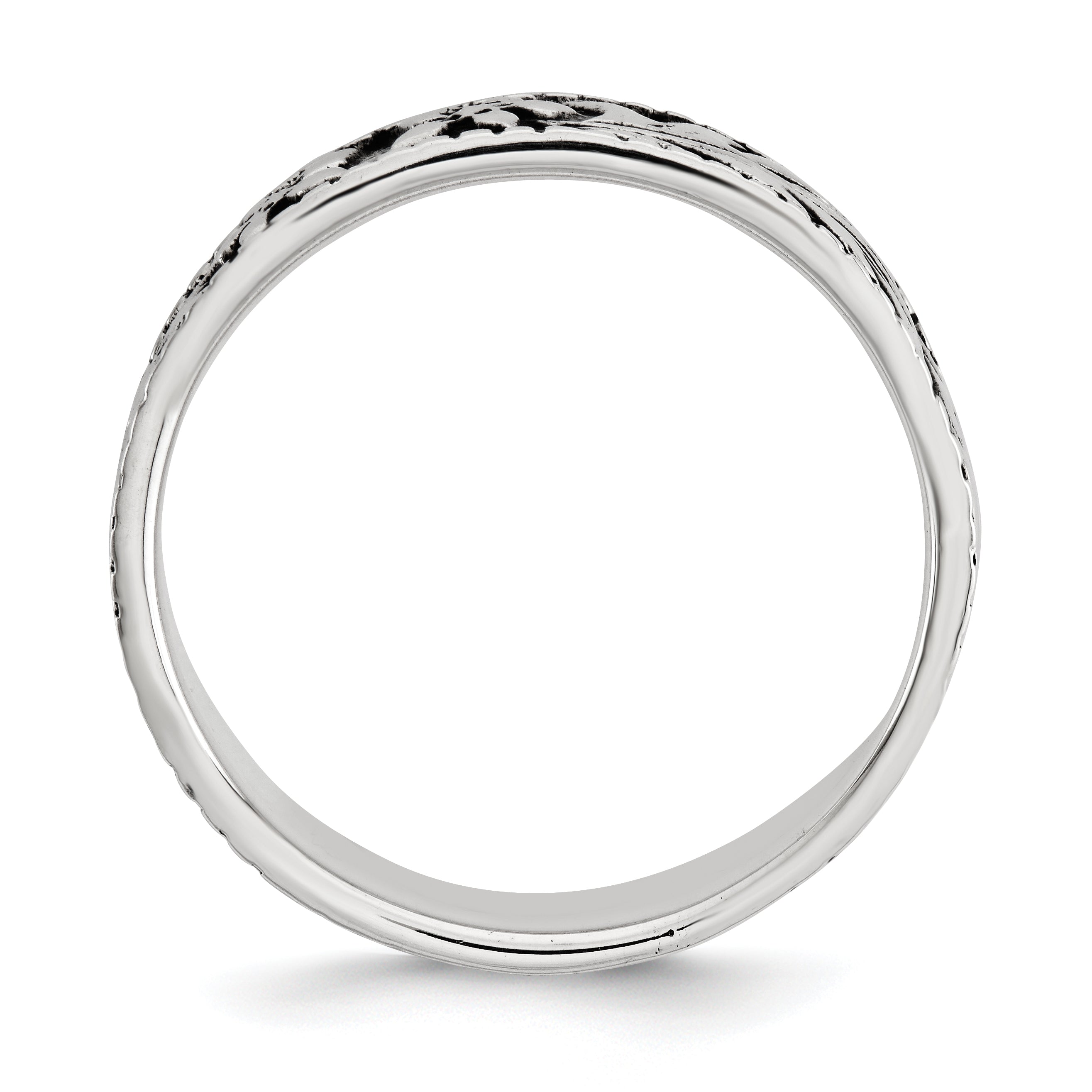 Sterling Silver Antiqued Floral Ring - 6