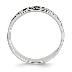 Sterling Silver Antiqued Floral Ring - 6