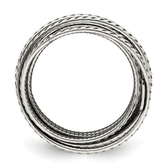 Sterling Silver Antiqued Textured One Piece Spring Ring - 6