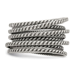 Sterling Silver Antiqued Textured One Piece Spring Ring - 6