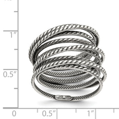 Sterling Silver Antiqued Textured One Piece Spring Ring - 6