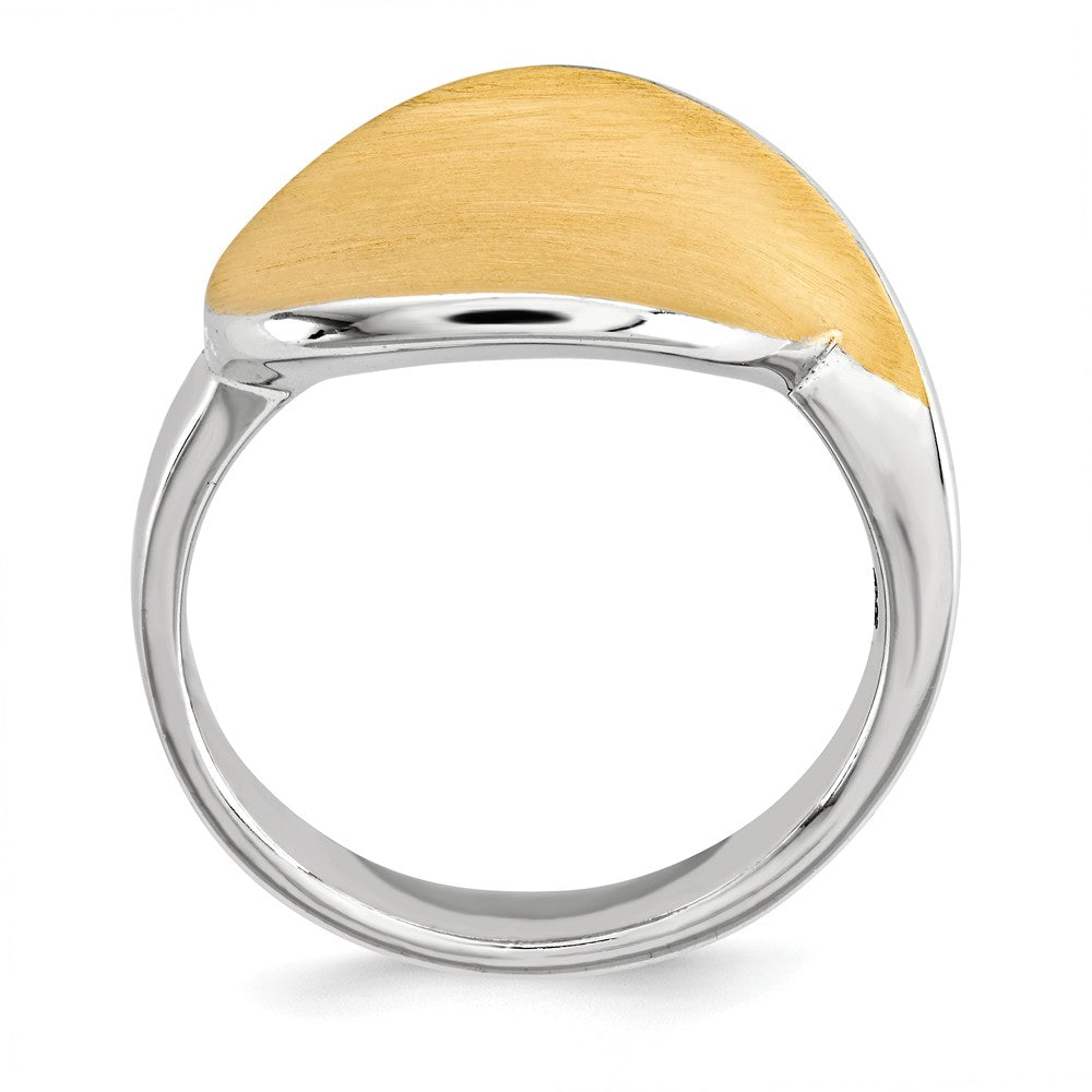 Sterling Silver 925 Gold-Plated Fashion Ring with Polished Satin Finish - 6 - 6