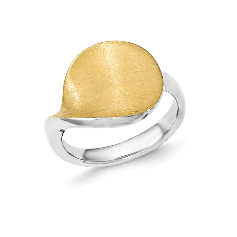 Sterling Silver 925 Gold-Plated Fashion Ring with Polished Satin Finish - 6 - 6