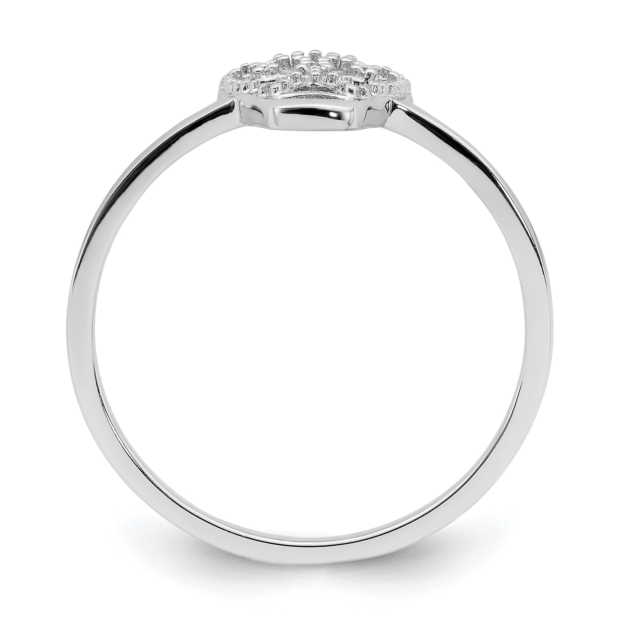 Sterling Silver Rhodium-plated CZ Skull Ring - 6