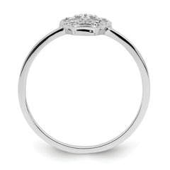 Sterling Silver Rhodium-plated CZ Skull Ring - 6