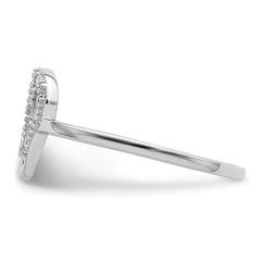 Sterling Silver Rhodium-plated CZ Skull Ring - 6