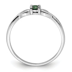 Sterling Silver Rhodium-plated Green & White CZ Ring