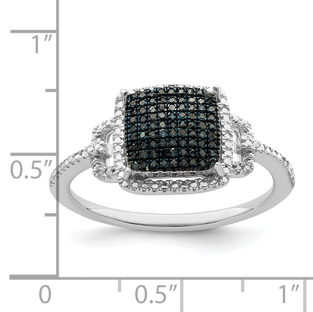 White Night Sterling Silver Rhodium-plated Blue Diamond Ring