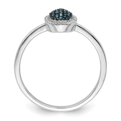 White Night Sterling Silver Rhodium-plated Blue Diamond Oval Ring - 6