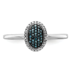 White Night Sterling Silver Rhodium-plated Blue Diamond Oval Ring - 6