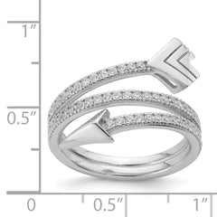 Sterling Silver Rhodium-plated Polished CZ Arrow Ring - 6