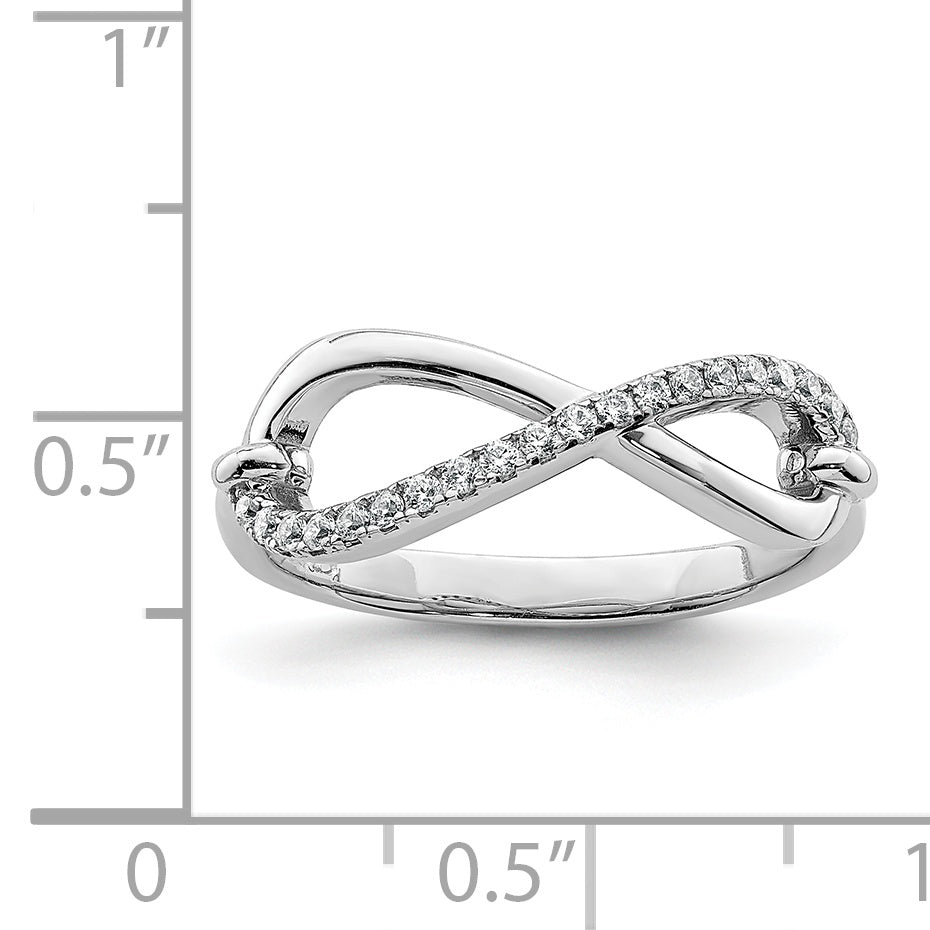 Sterling Shimmer Sterling Silver Rhodium-plated 20 Stone CZ Infinity Symbol Ring - 6