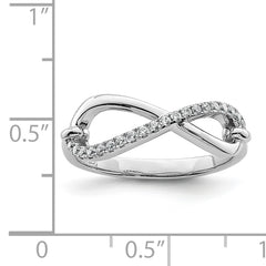 Sterling Shimmer Sterling Silver Rhodium-plated 20 Stone CZ Infinity Symbol Ring - 6