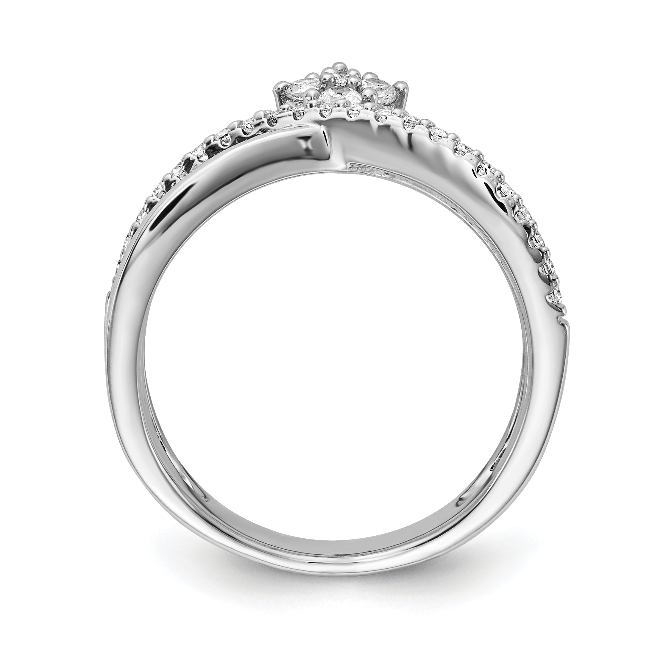 Sterling Shimmer Sterling Silver Rhodium-plated 27 Stone CZ Ring - 6