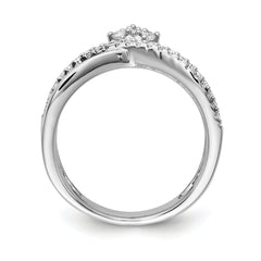Sterling Shimmer Sterling Silver Rhodium-plated 27 Stone CZ Ring - 6