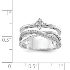 Sterling Shimmer Sterling Silver Rhodium-plated 27 Stone CZ Ring - 6