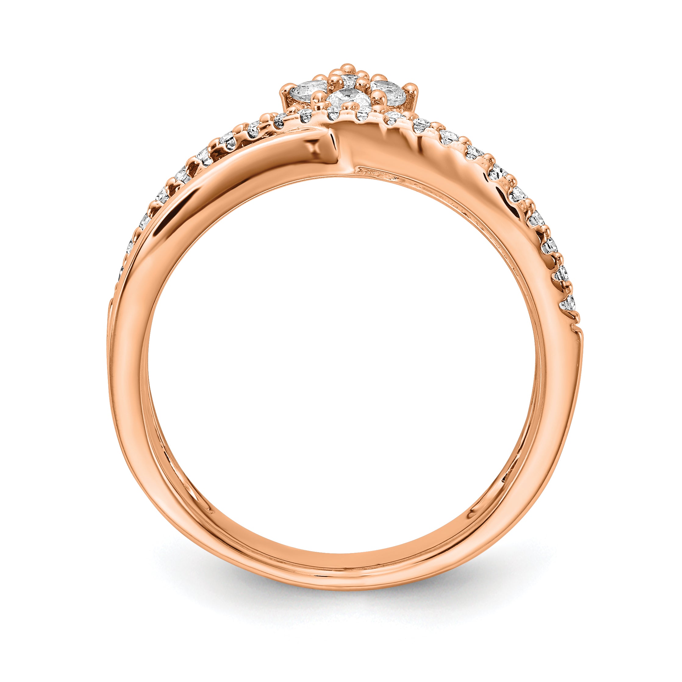 Sterling Shimmer Sterling Silver Rose-tone Flash Rose Gold-plated 27 Stone CZ Ring - 6