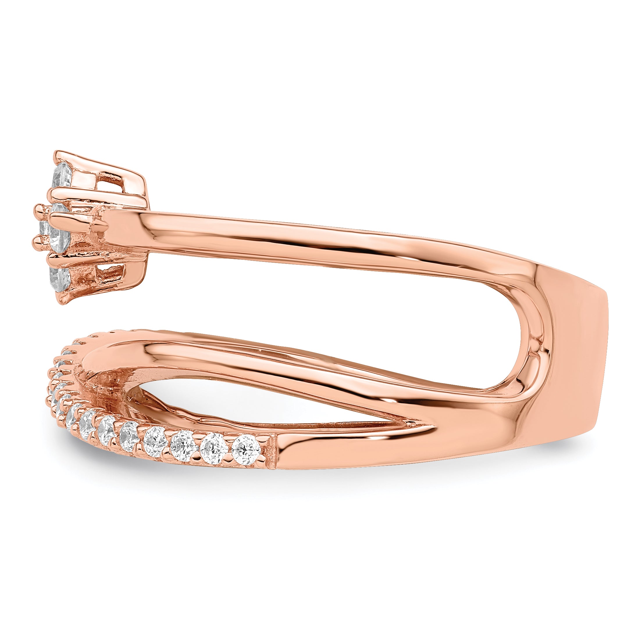 Sterling Shimmer Sterling Silver Rose-tone Flash Rose Gold-plated 27 Stone CZ Ring - 6