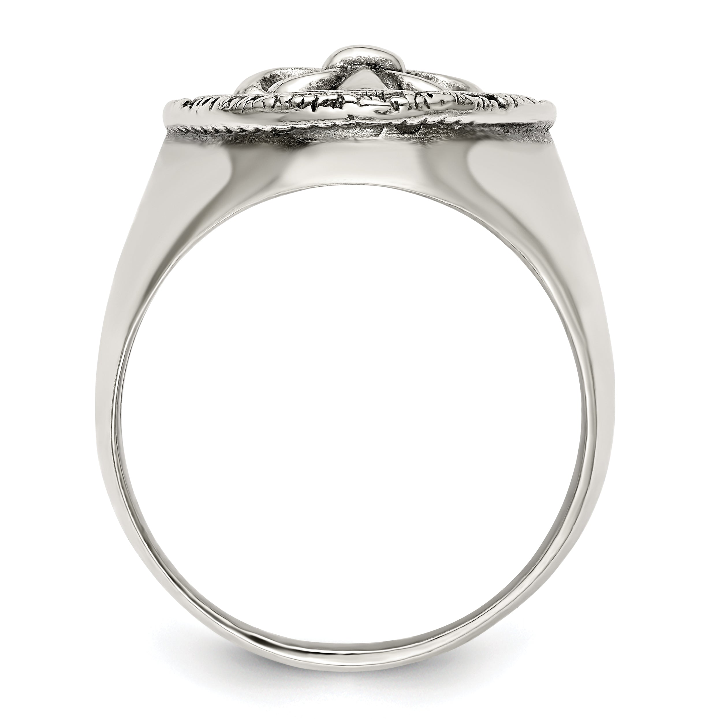 Sterling Silver Antiqued Fleur de Lis Ring - 9