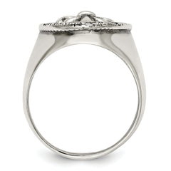 Sterling Silver Antiqued Fleur de Lis Ring - 9