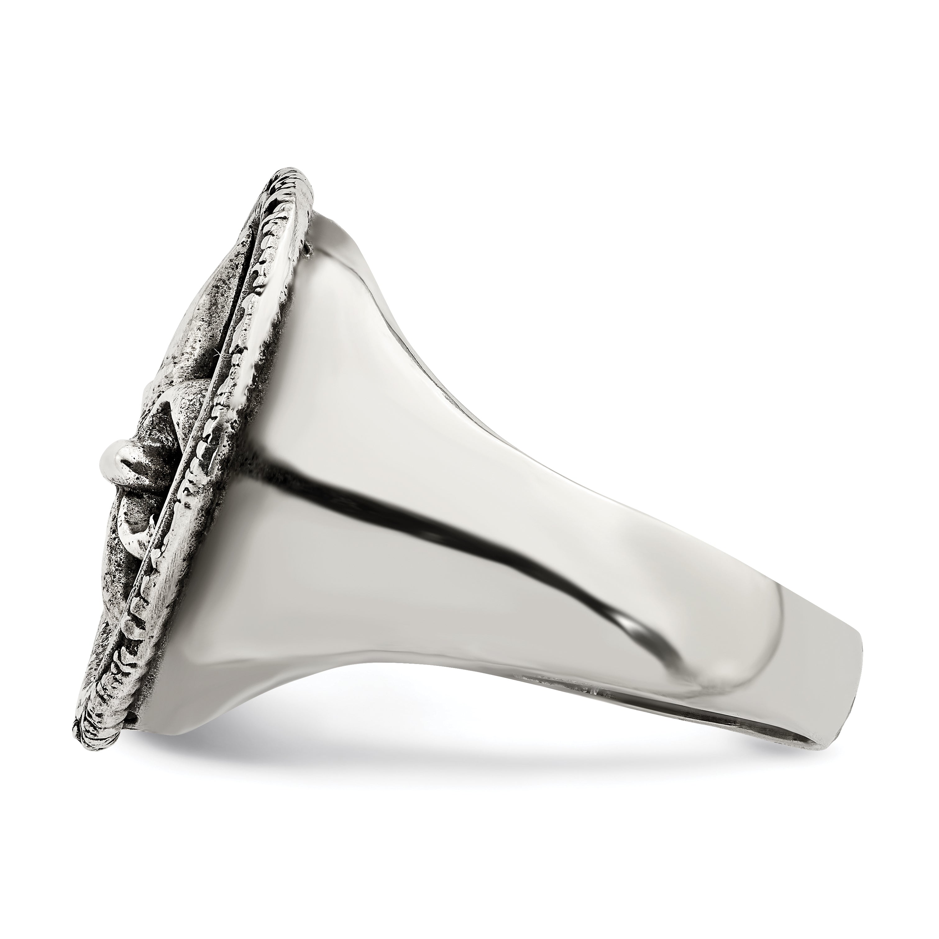 Sterling Silver Antiqued Fleur de Lis Ring - 9